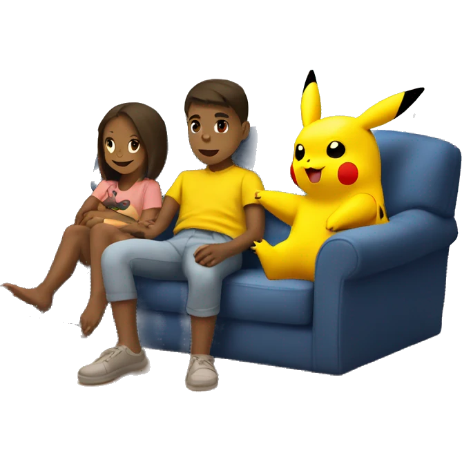 Pikachu with his family chilling  emoji