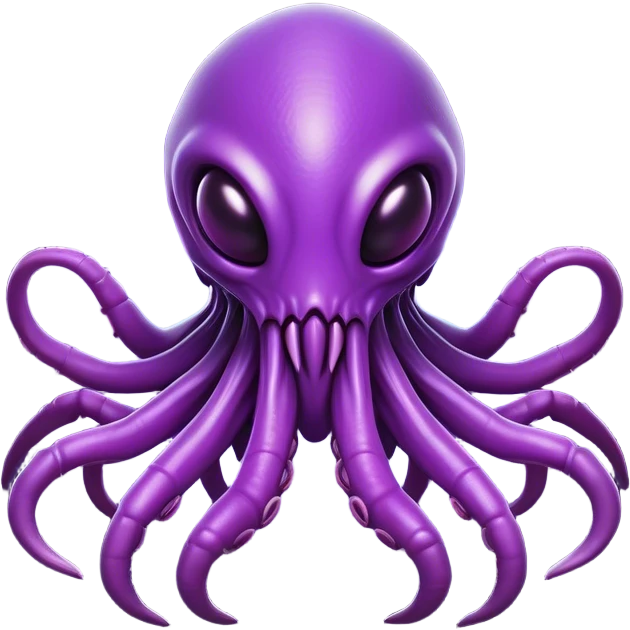 Clash of Clans aesthetic: Cinematic fierce Zerg Alien Emoji, rendered in a 3D vector-style similar to standard emojis with minimal shading and bold, simplified shapes. A compact, isometric, otherworldly creature with insectoid, organic details and subtle, eerie tentacles, softly glowing with a sinister alien charm. Simplified yet unmistakably iconic, highly detailed and consistent, glowing with a soft, spectral radiance and high shine. Stylized with a touch of bio-engineered mischief and a soft glowing outline, capturing the essence of a fearsome extraterrestrial menace with a playful twist! emoji