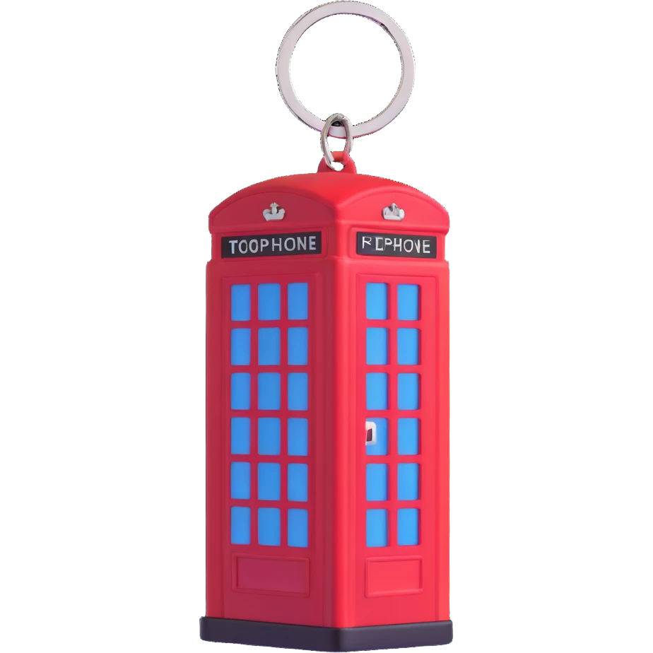 London red phone box keyring with metallic keyring loop emoji