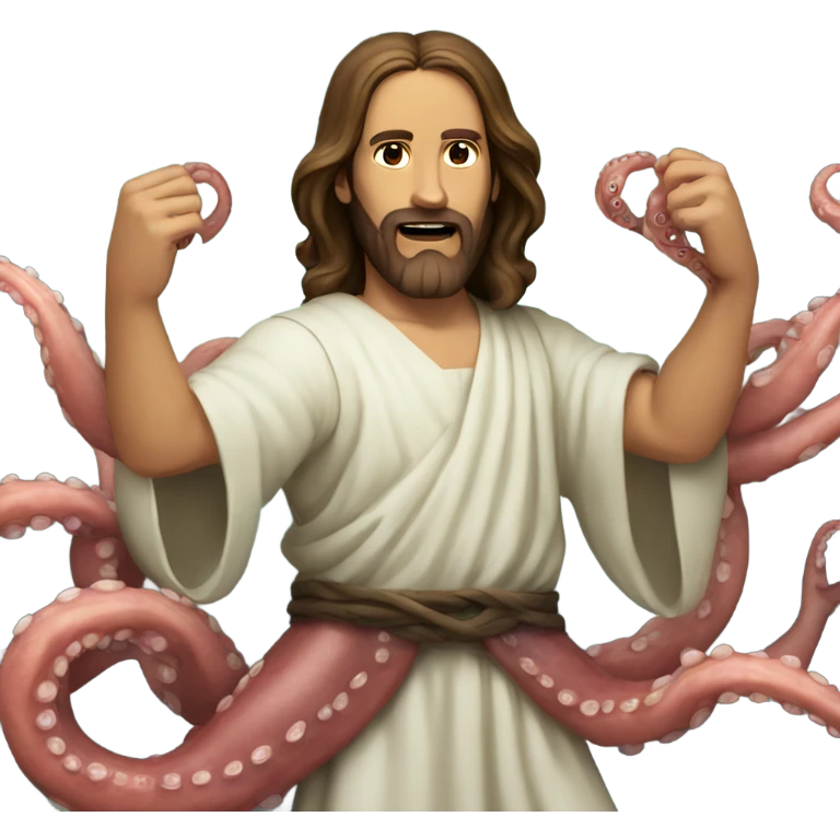 Jesus fighting an octopus emoji