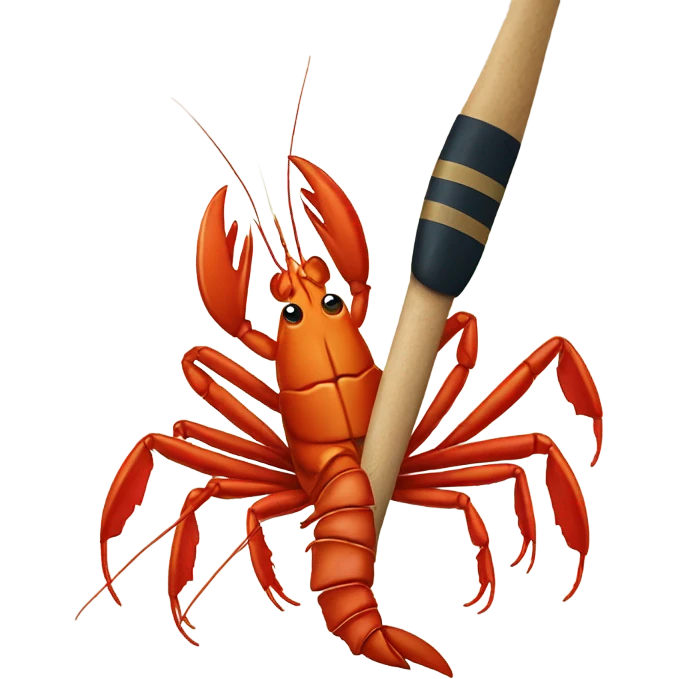 Crayfish with hockey stick emoji