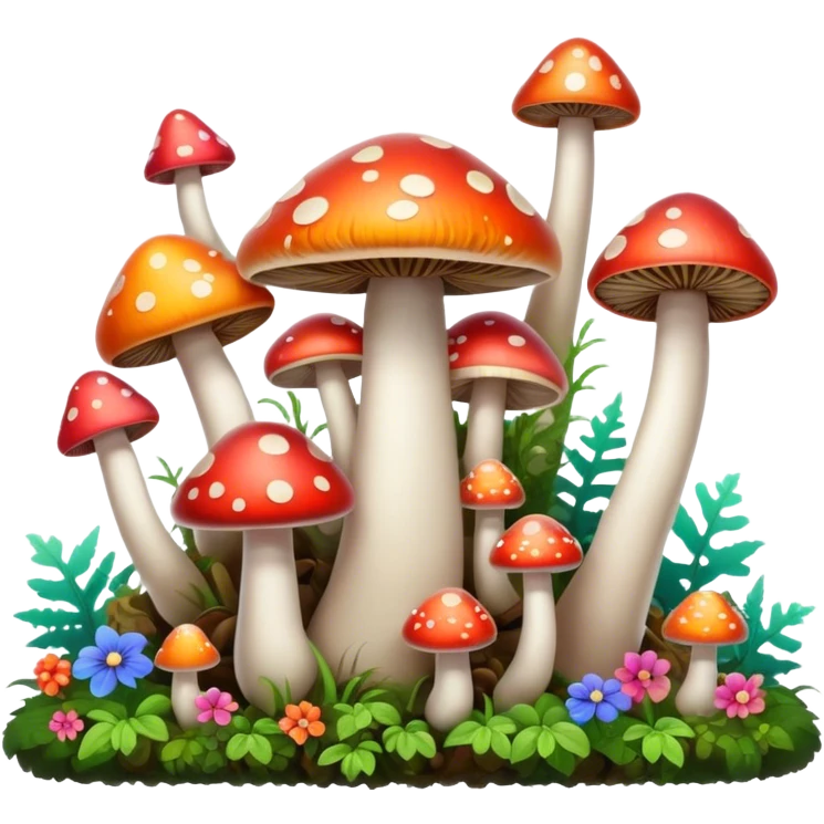 Magic Mushroom forest with many colors   emoji