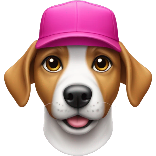Dog wearing backwards hat in a Tmobile shirt emoji
