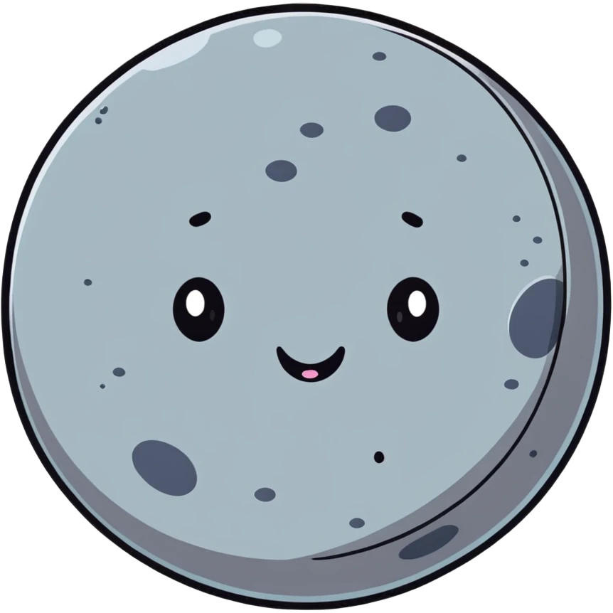 Mercury planet with a cute face and gray surface with craters emoji