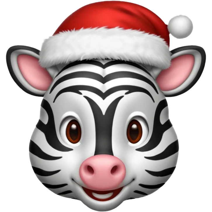zebra wearing red hat of santa claus emoji