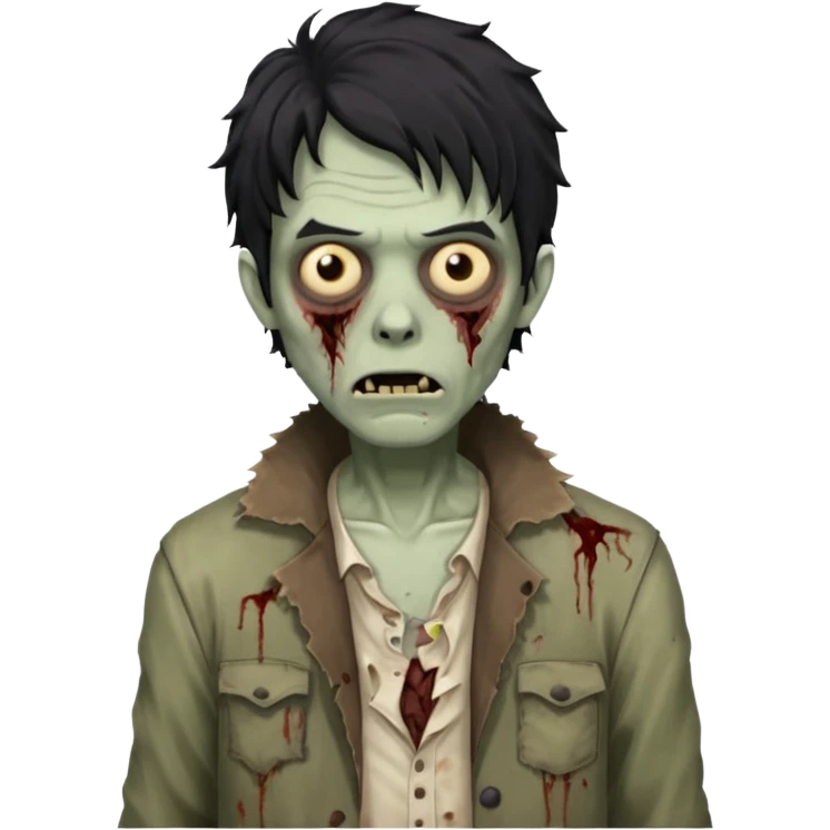 Zombie cabelo liso ondulado preto masculino  emoji