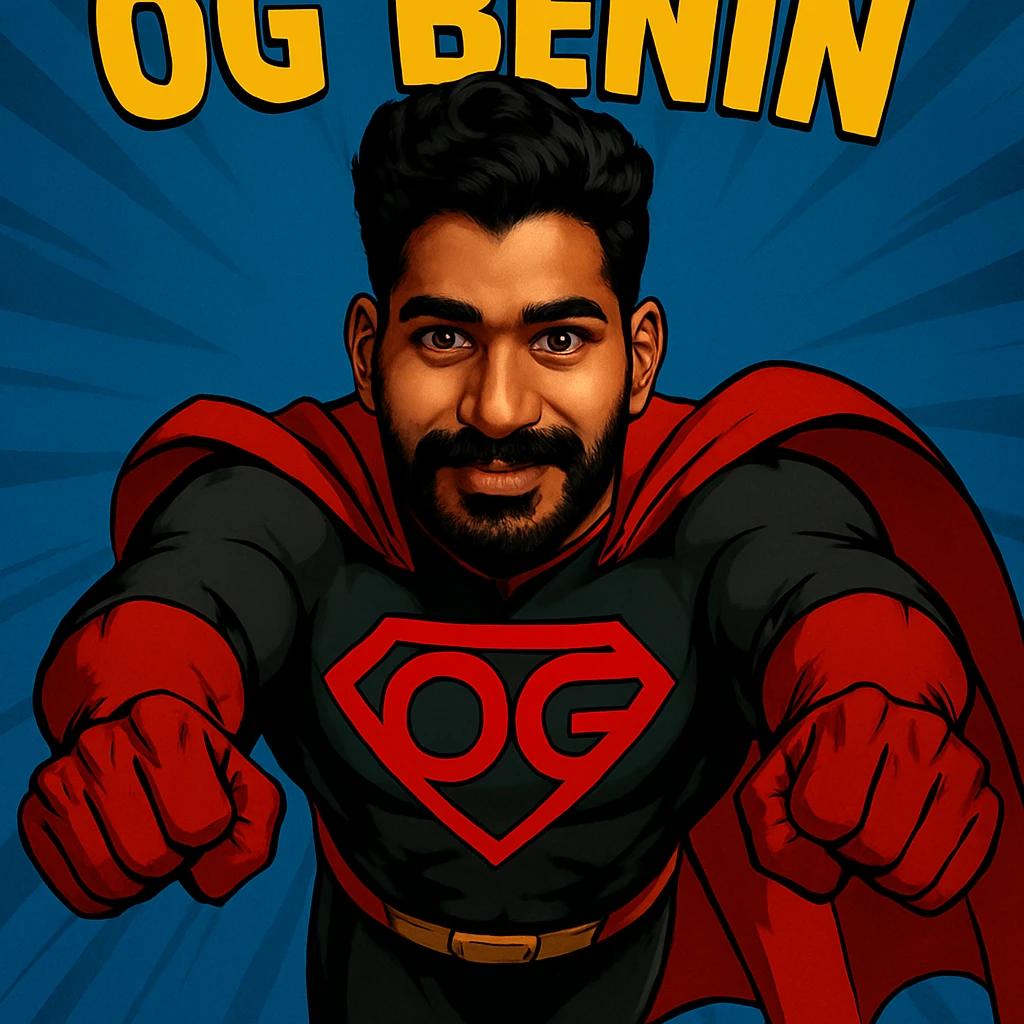 Change the pose of the superhero so the person is flying with arms forward in a classic superhero flight pose, keeping the same costume and style as the reference image. emoji