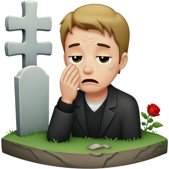 man crying over a grave emoji