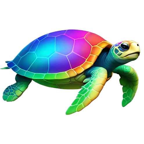 neon rainbow sea turtle emoji