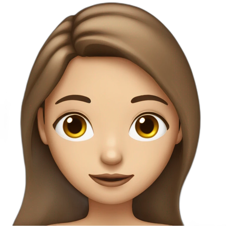 long brown hair skinny girl with thin face and makeup from head to chest emoji