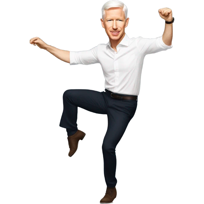 Photorealistic Anderson Cooper hitting the nay nay emoji