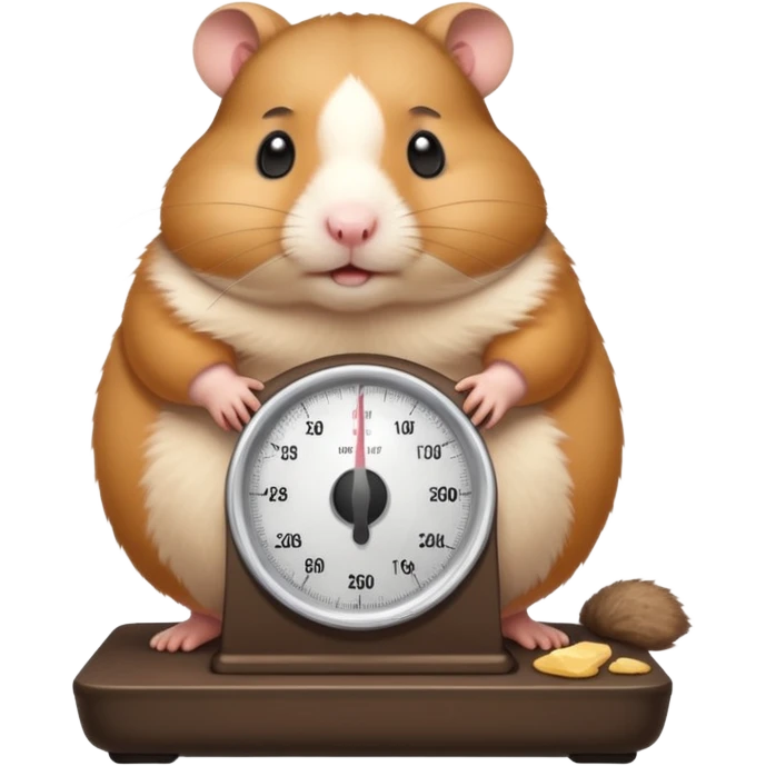 fat hamster big belly stepping on a broken scale looking guilty emoji