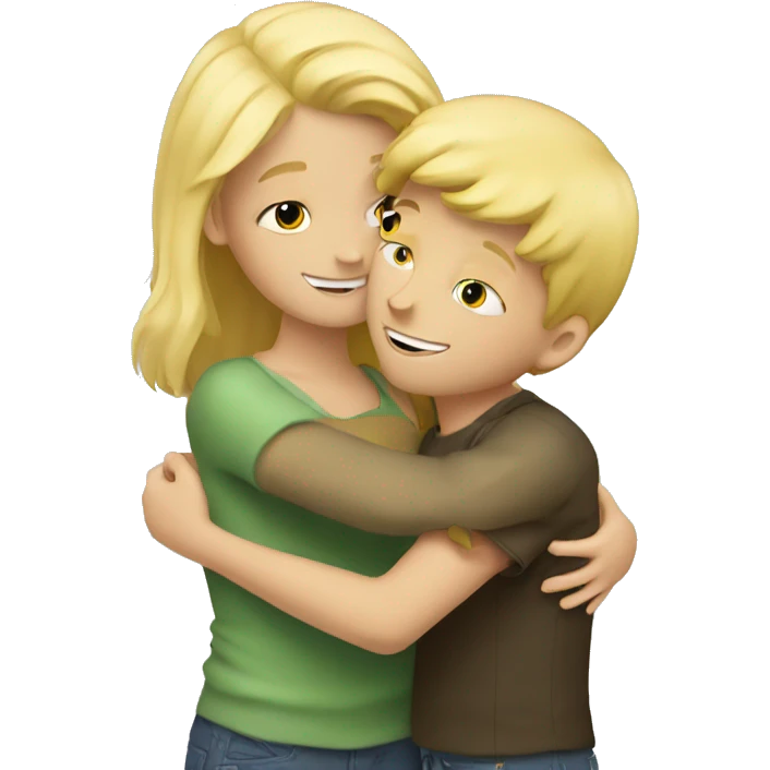 Blonde girl and boy hugging  emoji
