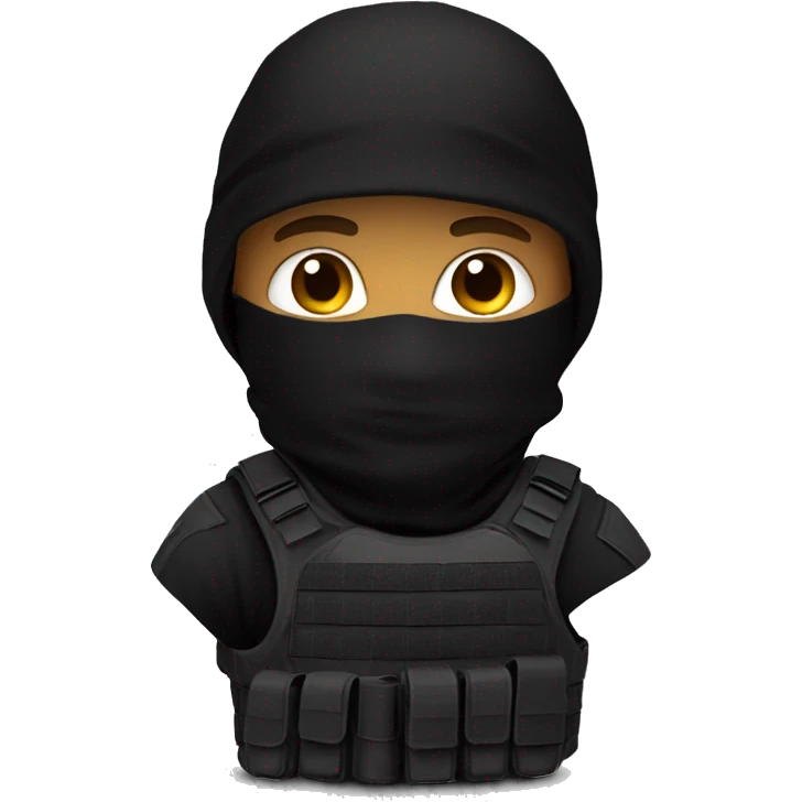 Special forces with black tactical gear and a black balaclava  emoji