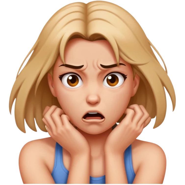 a girl strangling herself looking mad emoji
