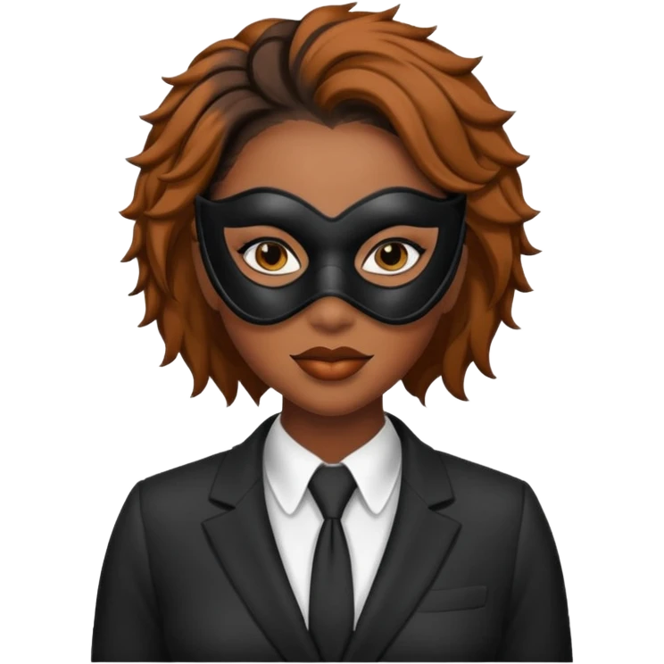 black woman in suit and mask emoji