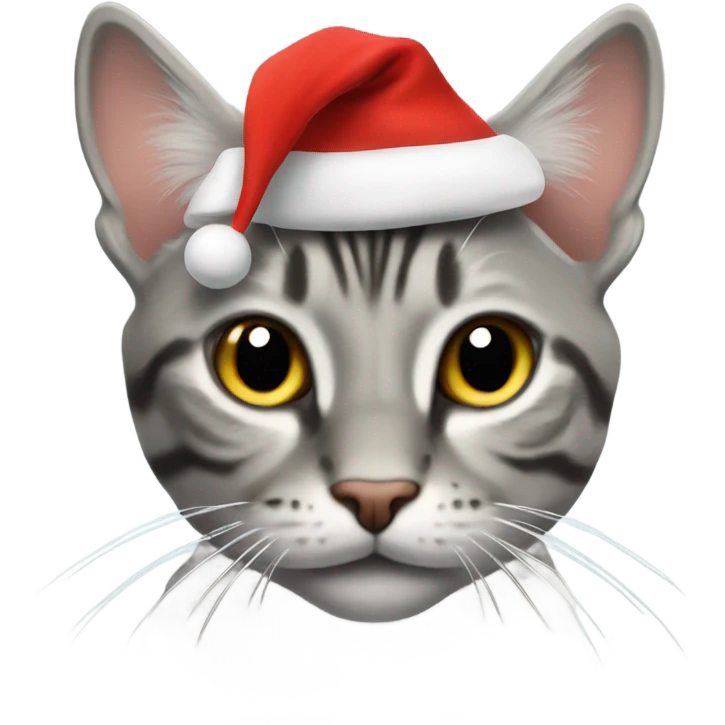 Gray tabby with Santa hat  emoji