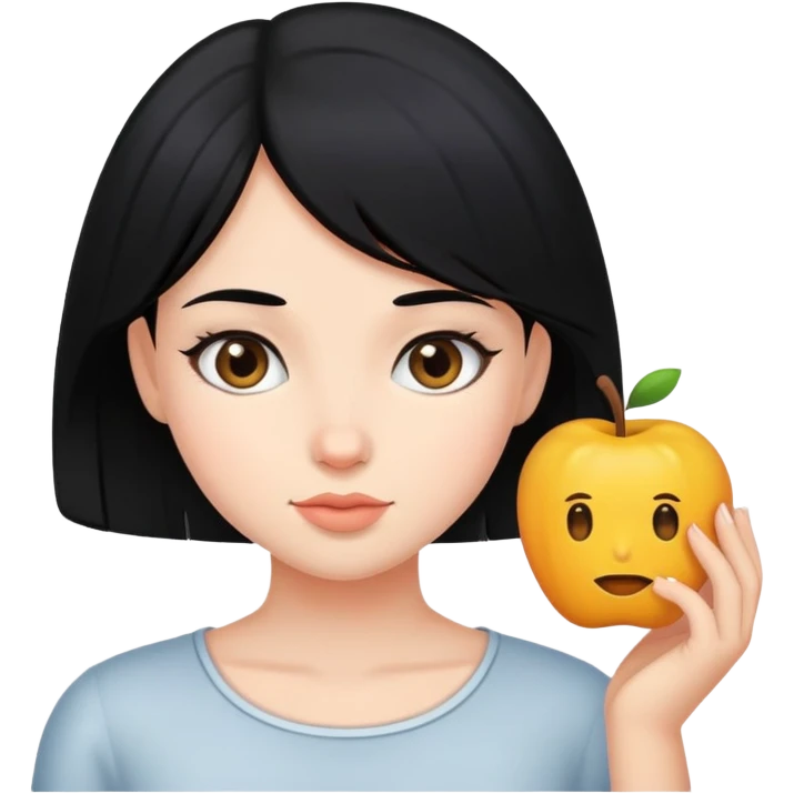 black haired girl portrait emoji