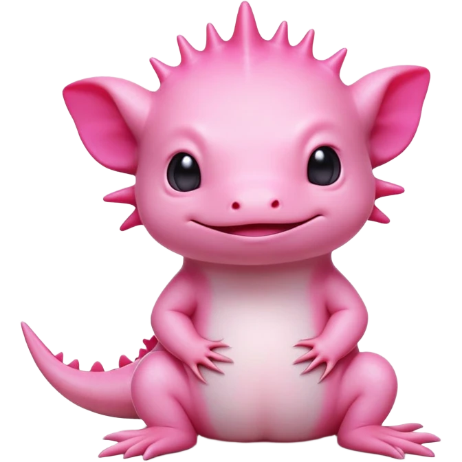 cinematic-[axolotl]-realistic-full-body-sitting-emoji,-head-tilted-dramatically,-pink skin,-simplified-yet-realistic-focused-features,-highly-detailed,-glowing-with-an-almost-sarcastic-glow emoji