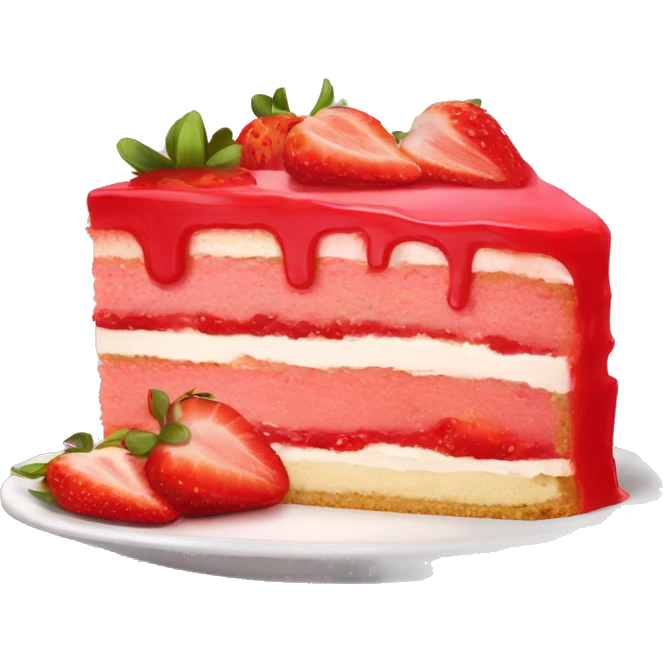 high quality slice of strawberry cake with no dish emoji