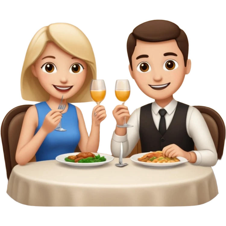  couple sitting and having dinner in a restaurant emoji