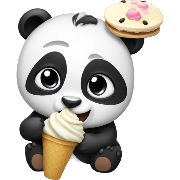 Panda eating ice cream emoji