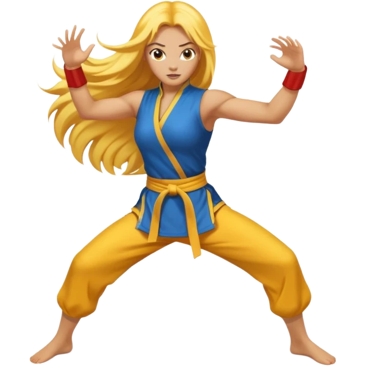 sexy girl with long yellow hair, kung fu emoji