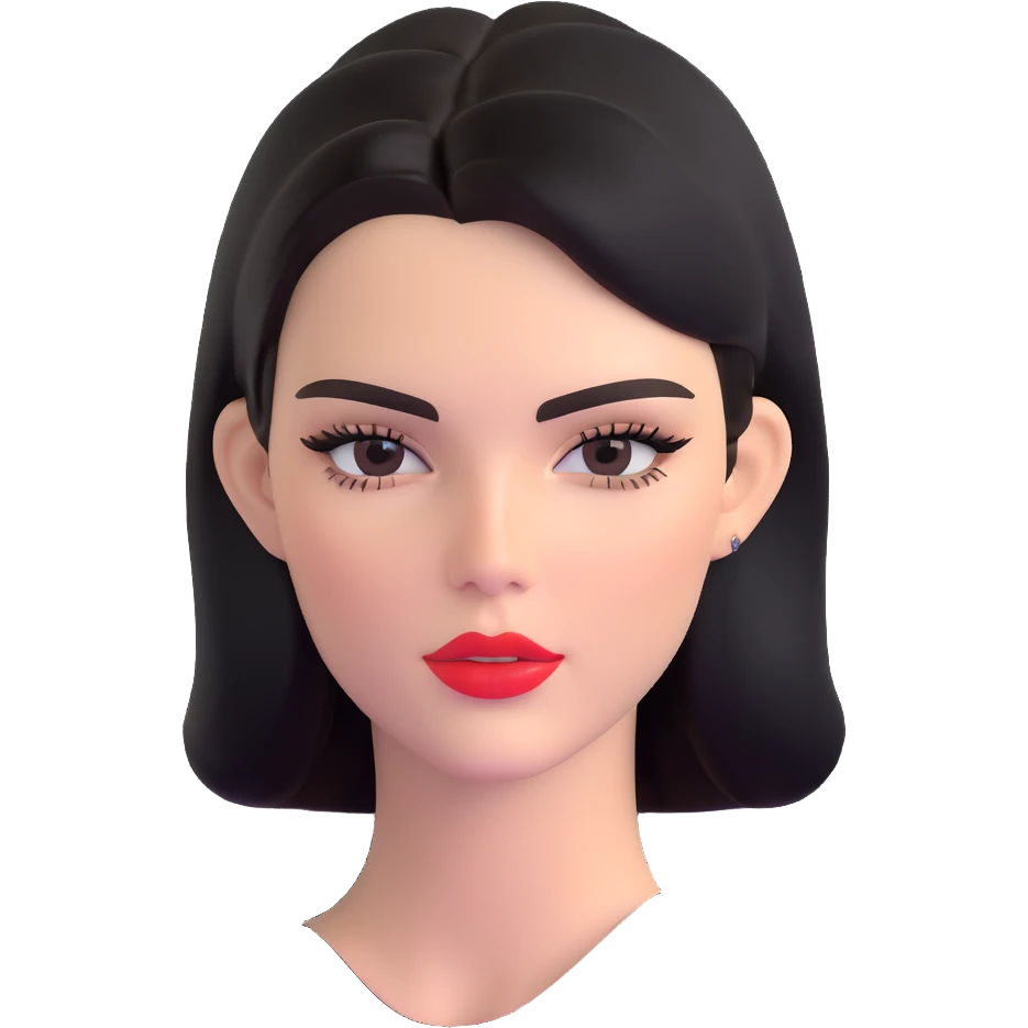 Kendall Jenner, supermodel, longer face shape, shiny glossy lips with lipgloss emoji