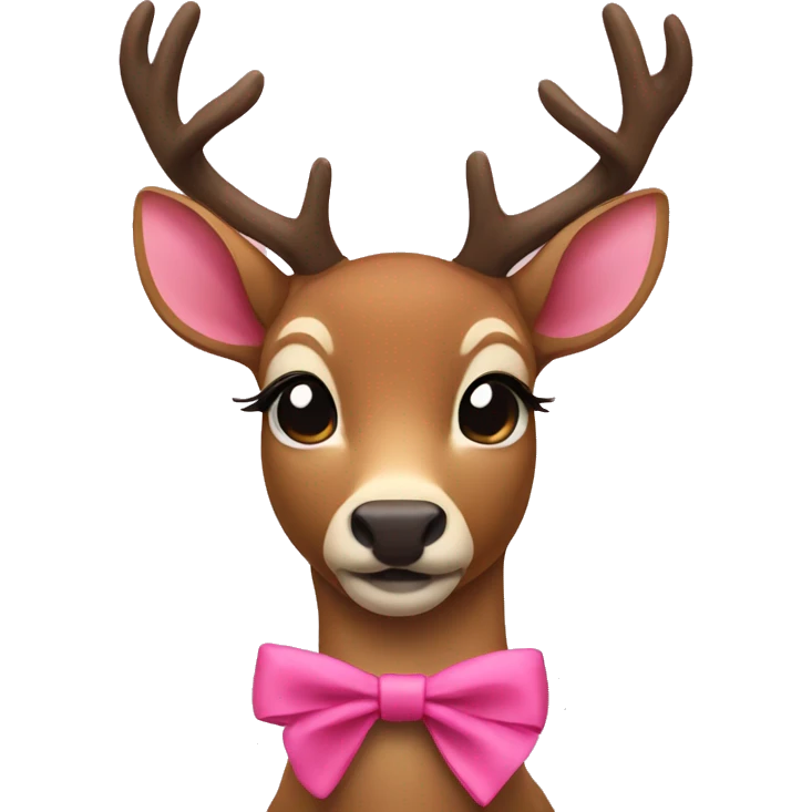 Deer wearing a brown/pink bow emoji