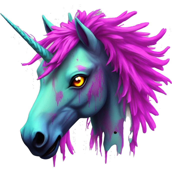 Zombie Pegasus unicorn groovy art neon rave raving emoji
