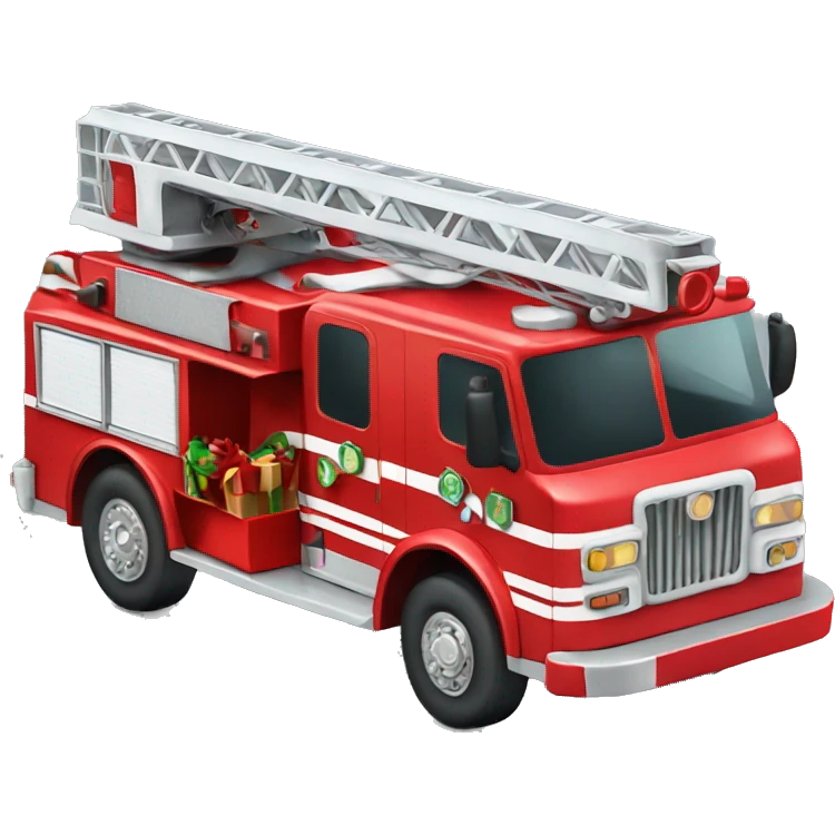 Firetruck with Christmas decorations emoji
