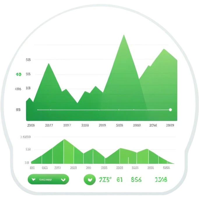 Minimalist emoji of analytic dashboard with growing graph emoji