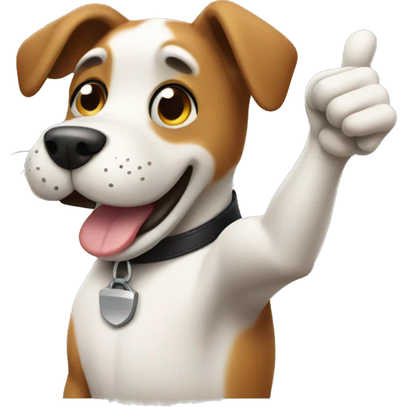 A dog with a thumbs up emoji