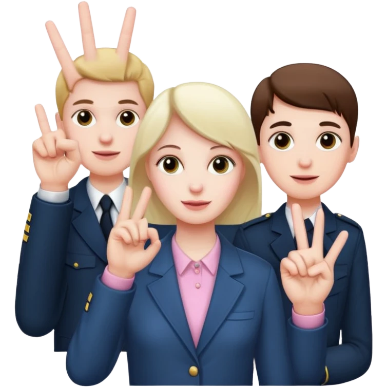 three-finger salute, pinky and thumb tucked must be 5 gingers total emoji