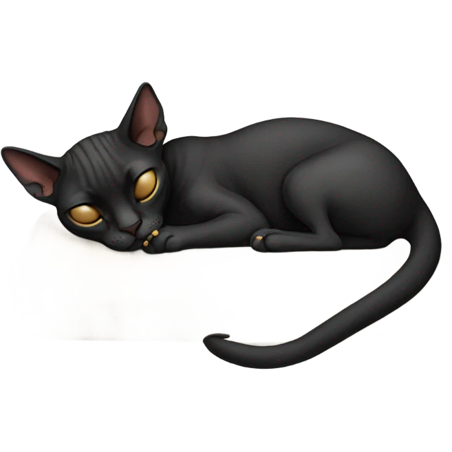 Black sphinx cat sleeping emoji