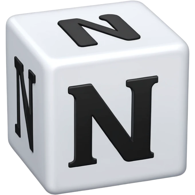 A white toy with a big black letter "N" on it emoji