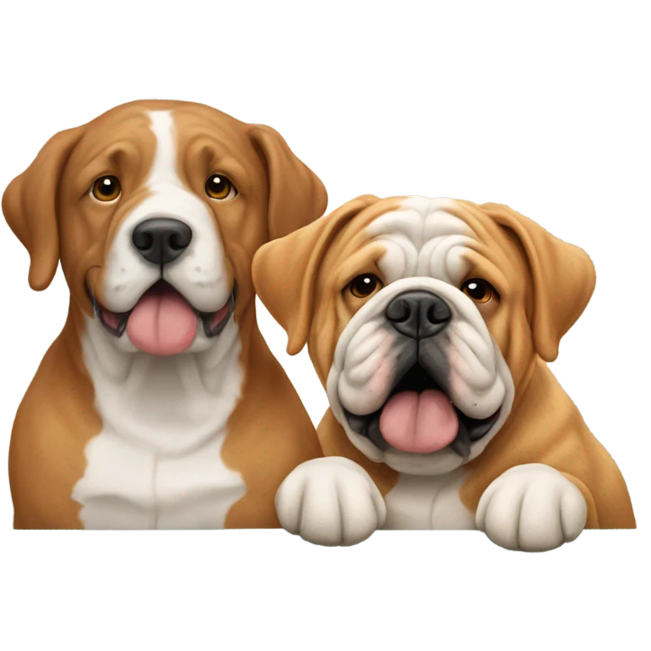Ginger golden doodle and English bulldog emoji