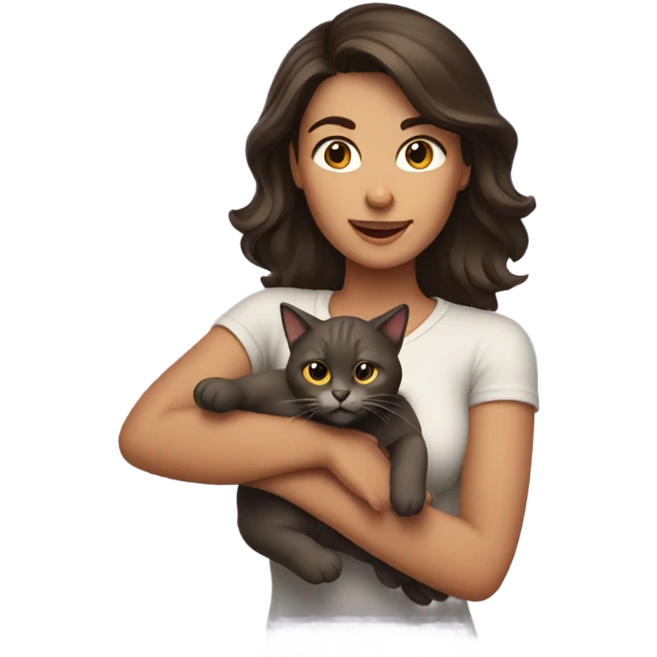 Brunette with cat emoji