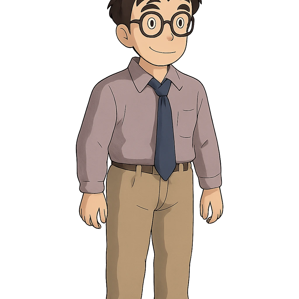ghibli style nerdy guy with glasses emoji