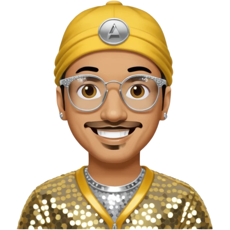 Ali G with silver sequin outfit emoji