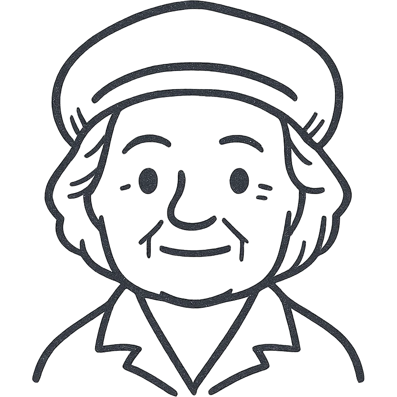 Emoji of Marguerite Yourcenar in hand drawn style emoji