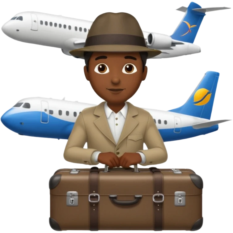 Visage homme créole réunionnais avec chapeau arrive avion emoji