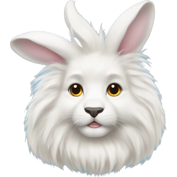 White lionhead fluffy rabbit  emoji
