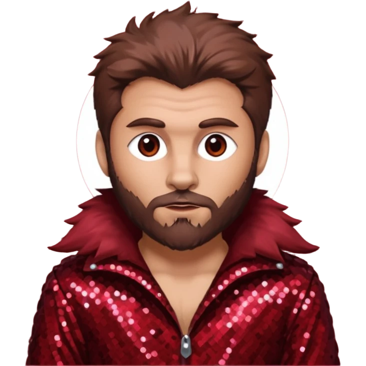 The Wolf Man with brown hair and fur, dark red sequin outfit emoji