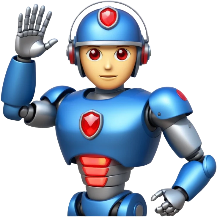 shiny muscular robot with a red police light head, 3/4 perspective, emoji style emoji
