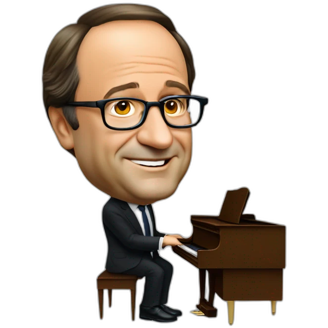 Francois Hollande debout qui fait du piano emoji