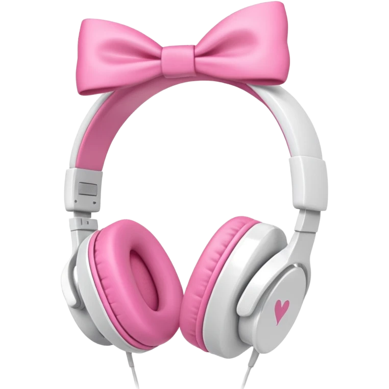 White headphones with pink bow emoji