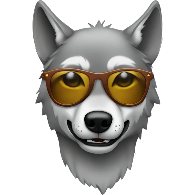 wolf wearing sunglasses and a hoodie with a piercing in the left ear  emoji