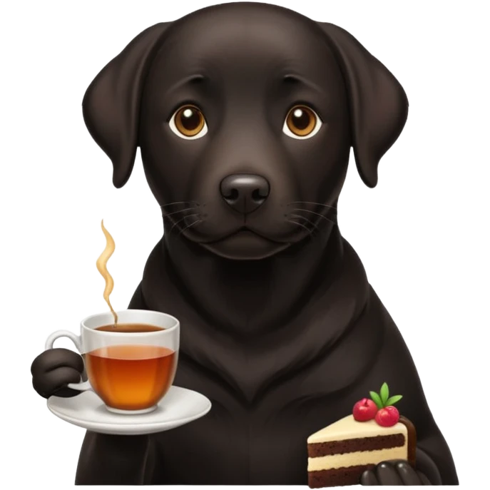 Cup of Tea cake black Labrador  emoji