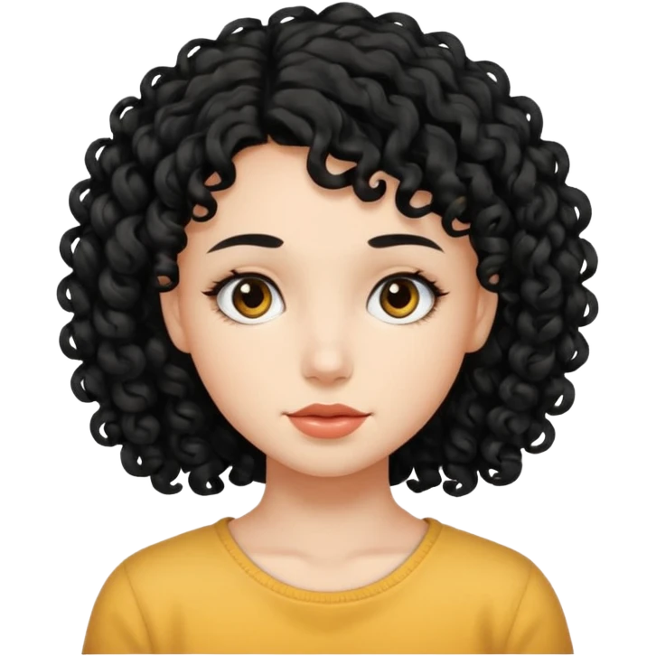 Faça uma garota zombeteiro de cabelo cacheado preto e uma mecha descolorido do lado esquerdo emoji